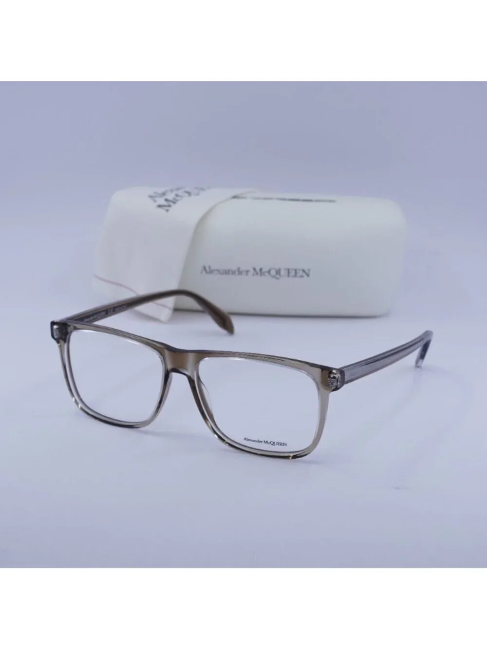 Alexander McQueen AM0247O 002 Eyeglasses Transparent Brown 56mm
